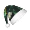IRSHI Children's Santa Hat  Bright & Comfortable Winter Xmas Holiday Hat  Unisex Velvet Christmas Hat Tropical Palm Leaves view 2