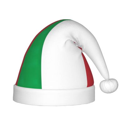 IRSHI Children's Santa Hat Bright & Comfortable Winter Xmas Holiday Hat Unisex Velvet Christmas Hat italy flag