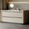 RUNNUP Modern Wood Nightstand with Drawer Storage Solid Wood Bedside Table Stone Top Practical End Side Table Bedroom Furniture, Dark Gray 24" L x 16" W x 20" H view 3