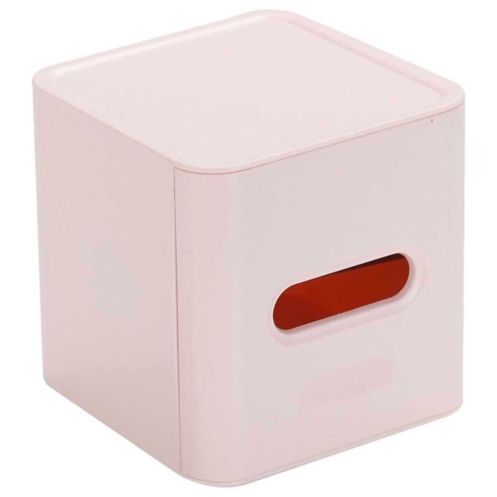 Kichvoe Pink Square Roll Tray Tissue Box Cover with Storage Holder for Bathroom Dresser and Living Room