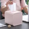 Kichvoe Pink Square Roll Tray Tissue Box Cover with Storage Holder for Bathroom Dresser and Living Room view 3