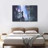 3 Piece Cyberpunk Style Canvas Wall Art Futuristic Samurai Standing on a Building in Cyberpunk City Bathroom Decor Wall Art Circuit Board Print on Canvas Stretched and Framed Ready to Hang 20X40X3INCH view 3