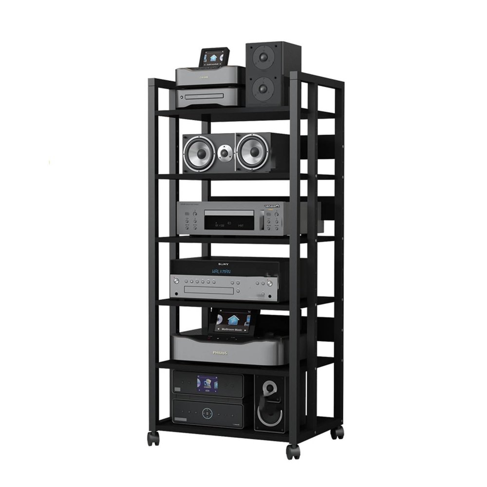 BXKCFYBSQ 6-Tier Removable AV Media Component Cabinet, Gaming TV Cabinet and Stereo Rack Audio Tower, Adjustable Floor Height, Office Printer Storage Rack, Suitable for Bedroom, Living Room