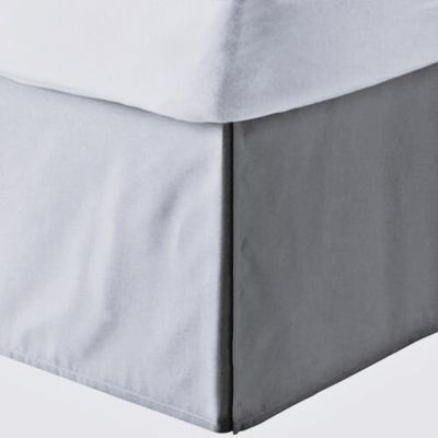 AKBLinenBedding - 3 Sided Split Corner Pleated Tailored Bed Skirt, Solid 650 TC Egyptian Cotton, Drop - 22 inch (Silver, Twin - 39" W x 75" L)