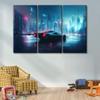 3 Piece Canvas Wall Art for Living Room Cyberpunk Style Wall Art Futuristic Car on a Neon Cyberpunk Home Decor Sports Cyberpunk Picture Print On Canvas Ready to Hang for Bedroom Office 20X40X3 INCH view 2