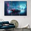 3 Piece Canvas Wall Art for Living Room Cyberpunk Style Wall Art Futuristic Car on a Neon Cyberpunk Home Decor Sports Cyberpunk Picture Print On Canvas Ready to Hang for Bedroom Office 20X40X3 INCH view 4