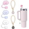 3pcs 10mm Cloud Straw Topper for Stanley Straw Cover 40 oz 30 oz + 2pcs Letter Chain Charm for Stanley Tumblers with Handle for Stanley Cup Accessories Food Grade Silicone Straw Cap Tips Cover Plug view 1