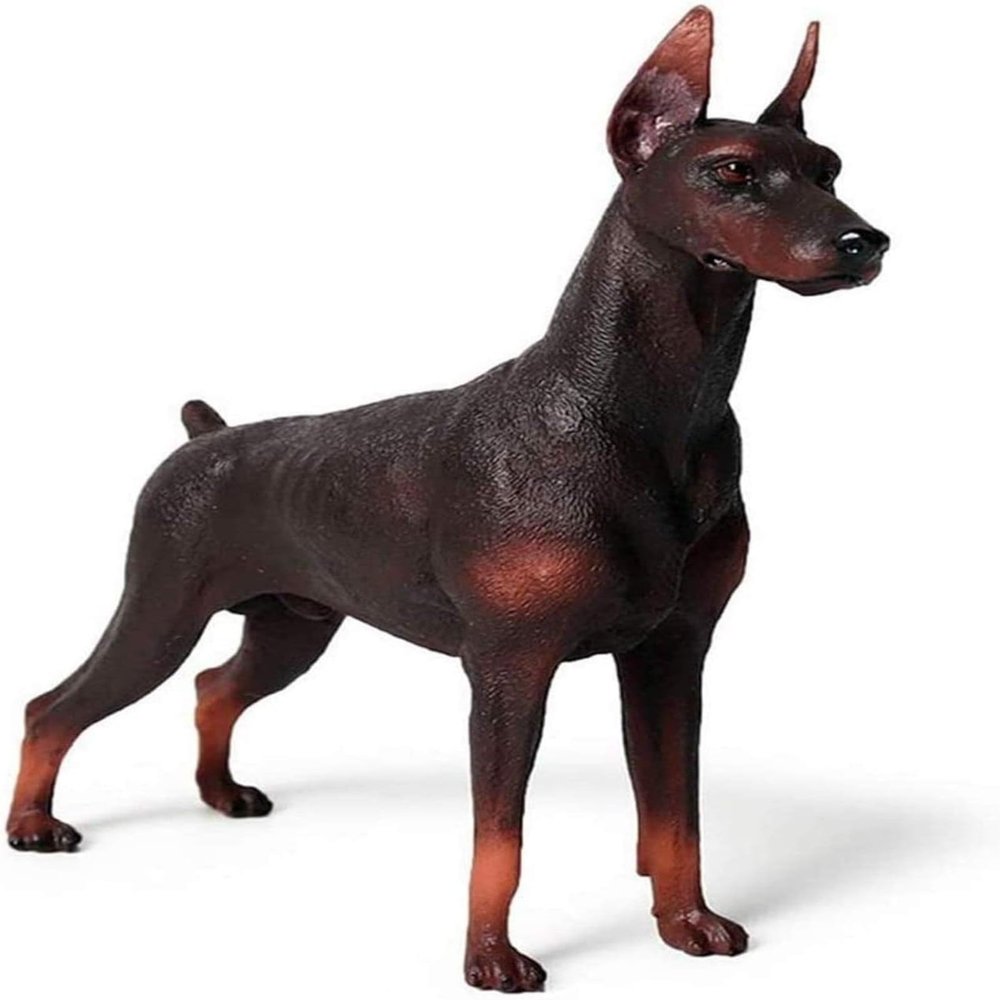 Gierer Standing Doberman Pinscher Model Statue Miniature Dog Figurine Animal Statue Home Decoration Collection (Red)
