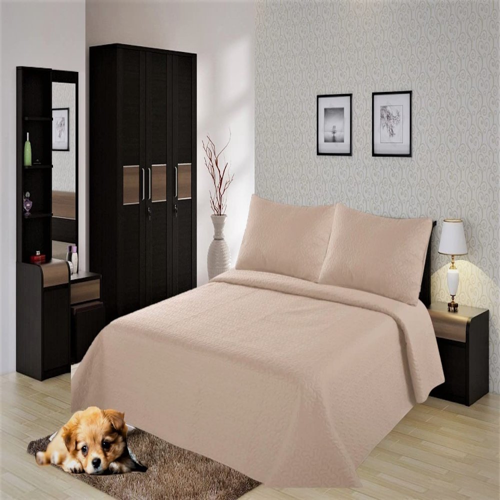 Gorgeous Home Linen Nena King Coverlet Bedspread Stippling Stitch Bed Dressing Reversible (Taupe Sand)