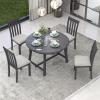 Bishilin Coffee Table Set for Living Room, Gray Table Set 5 Pieces Round Solid Wood 17.5" L x 19.7" W x 38.3" H view 4