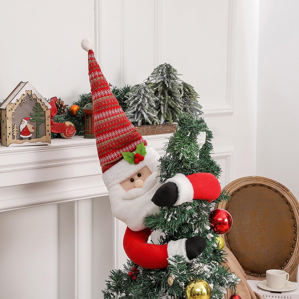 Christmas Tree Topper Gnome, Handmade Gnome Christmas Decoration,Funny Christmas Tree Topper, Christmas Tree Decor,Curtain Tie,Unique Christmas Gnome Decoration for Christmas Tree Xmas Party Supplies