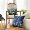 AVOIN colorlife Hello Love Blue Hydrangea Bicycle Throw Pillow Covers, 20 x 20 Inch Flowers Summer Spring Mother's Day Cushion Case for Sofa Couch Set of 4 view 3