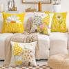 All Smiles Outdoor Yellow Throw Pillow Covers 22x22 Set of 4 Spring Summer Decorative Cushion Cases Home Dcor Decorations for Patio Couch Chair Sofa,Daisy Floral Gnomes view 2