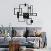 SIGNLEADER Metal Wall Clock Wall Art Decor, Black Square Wall Sculpture Clock Silent Battery Operated Hangings Home Decoration for Living Room, Bedroom, Kitchen, Bathroom - 24" Black view 1