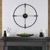 SIGNLEADER Metal Wall Clock Wall Art Decor, Round Wall Sculpture Clock Silent Battery Operated Hangings Home Decoration for Living Room, Bedroom, Kitchen, Bathroom - 24" Black view 3