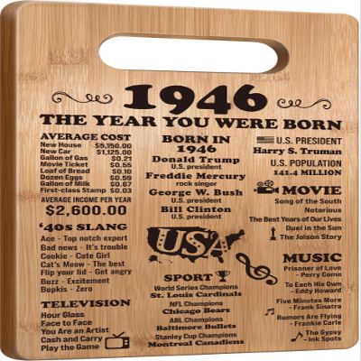 80th Birthday Gifts for Women Men, 1946 Birthday Gifts for Her Him, 80 Years Old Gifts, 80th Birthday Gift Ideas, 80th Birthday Decorations for Women Men, Back in 1946 Cutting Board Gifts