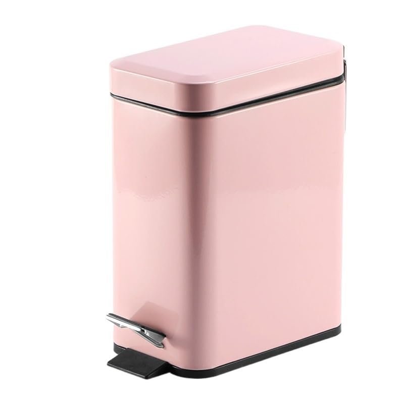 FORINC Waste Container Cubo De Basura Silencioso De Acero Inoxidable para Cocina Y Bao, Papelera Impermeable para El Hogar, 5l Trash lid (Size : 5L-Pink)
