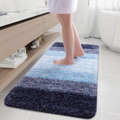 Arotive Microfiber Bathroom Rugs, Shaggy Soft and Absorbent Bath Rug, Non-Slip, Thick Plush Machine Washable Dry Bath Mats for Bathroom, Tub and Shower, 54x24, Blue, Rectangular