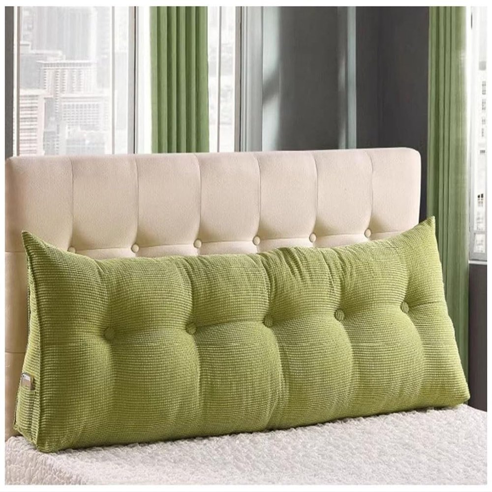 EORNOW Triangular Headboard Pillow/Large Bedside Cushion, Bed/Sofa Long Reading Pillow with Zipper, Large Bedrest Throw Pillows (Color : Fruit Green, Size : 150cm/59inch)