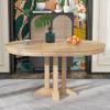 P PURLOVE Round Dining Table, Farmhouse Wood Extendable Dining Table with 14" Leaf, Wood Kitchen Table (Natural Wood Wash) view 3