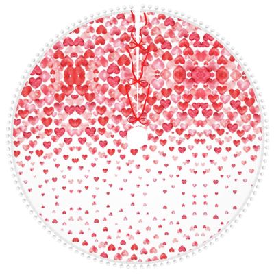 Lustrous Falling Red Hearts Printed Christmas Tree Skirt Enrich Your Home with Seasonal Decorations, The Must-Have