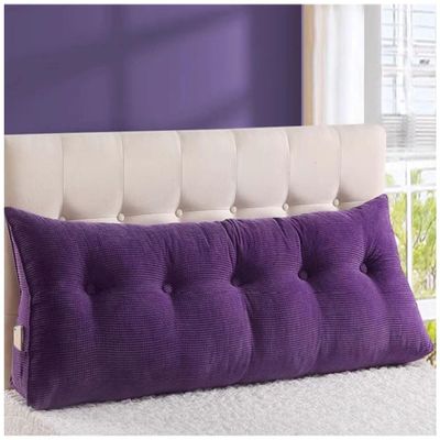 EORNOW Triangular Headboard Pillow/Large Bedside Cushion, Bed/Sofa Long Reading Pillow with Zipper, Large Bedrest Throw Pillows (Color : Purple, Size : 150cm/59inch)