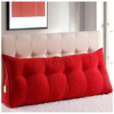 EORNOW Triangular Headboard Pillow/Large Bedside Cushion, Bed/Sofa Long Reading Pillow with Zipper, Large Bedrest Throw Pillows (Color : Red, Size : 120cm/47.2inch)
