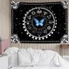 HVEST Blue Teal Butterfly Tapestry Black and White Bohemian Mandala Tapestry for Bedroom,Trippy Moon Phase and Constellation Tapestry Wall Hanging for Living Room Dorm Home Wall Decor,40L X 60W inches view 2