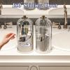Zufudo Dustproof Toothbrush Holders with Cover, Rotating Electric Toothbrush and Toothpaste Holder for Bathroom Countertop, 3 Slots Makeup Brushes Organizer, Transparent view 2
