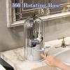 Zufudo Dustproof Toothbrush Holders with Cover, Rotating Electric Toothbrush and Toothpaste Holder for Bathroom Countertop, 3 Slots Makeup Brushes Organizer, Transparent view 3