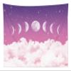 HVEST Moon Phase Tapestry Pink Cloud and Moon on Purple Galaxy Space Tapestry for Bedroom,Nature Landscape Tapestry Wall Hanging for Living Room Dorm Home Wall Decor,60L X 80W inches view 1