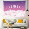 HVEST Moon Phase Tapestry Pink Cloud and Moon on Purple Galaxy Space Tapestry for Bedroom,Nature Landscape Tapestry Wall Hanging for Living Room Dorm Home Wall Decor,60L X 80W inches view 3