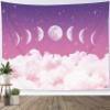 HVEST Moon Phase Tapestry Pink Cloud and Moon on Purple Galaxy Space Tapestry for Bedroom,Nature Landscape Tapestry Wall Hanging for Living Room Dorm Home Wall Decor,60L X 80W inches view 4