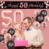 50th Birthday Decorations for Women,BTZO Black Rose Gold Happy 50th Birthday Banner Birthday Balloons,Number 50 Balloon Rose Gold Confetti Balloons for 50th Birthday Anniversary Party Decorations view 4