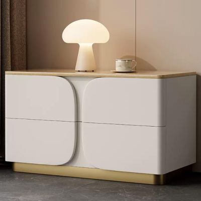 YQMHEZ Solid Wood Nightstand, 2 Drawer and Storage Shelf Side Table with, Stainless Steel Base Bedside Table, Leather Finish, Bedside Furniture, for Bedroom(A,70x40x50cm)