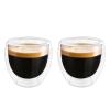 Double Wall Expresso Cups (Set of 2), 3 Ounce Glass Espresso Mugs - Clear, Double Walled, Insulated, Small Demitasse Cups for Espresso Machine - Microwave Safe view 1