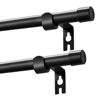 Black Curtain Rods 2 Pack, 5/8 Inch Small Curtain Rods for Windows 30 to 116 Inch Stainless Steel with Brackets Easy to Install for Bedroom Living room Bathroom Kitchen