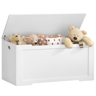 usikey 39.4 Toy Chest, Toy Box for Living Room, Storage Chest with 2 Safety Hinges, Lift Top Storage Bench, Storage Trunk, for Bedroom, Entryway, White