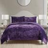 HUMESIIL Luxury Velvet Queen Comforter Set, 3 Pieces Reversible Comforters Queen Size with 2 Pillow Shams, Brushed Solid Microfiber Back, All Season Cozy, Soft, Warm, Lightweight (Purple90x90 Inch) view 1