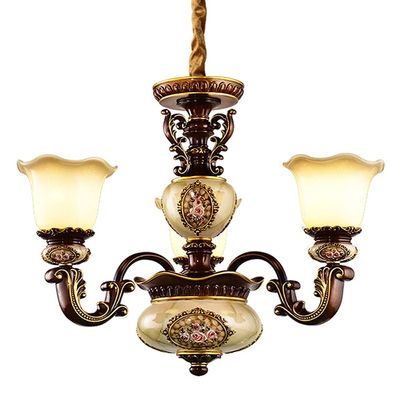 Chandelier European Luxury 3 Lamp Chandelier Zinc Alloy Glass Pendant Lights - Modern Simple Retro Home Lighting Pendant Lamp Bedroom Bathroom Kitchen Living Room Cafe Bar Restaurant Hanging Ligh ,pen