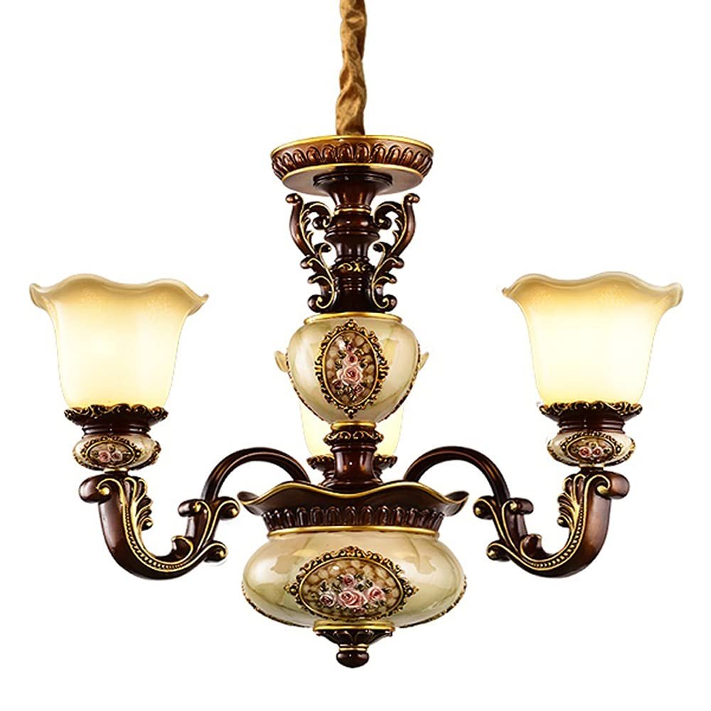 Chandelier European Luxury 3 Lamp Chandelier Zinc Alloy Glass Pendant Lights - Modern Simple Retro Home Lighting Pendant Lamp Bedroom Bathroom Kitchen Living Room Cafe Bar Restaurant Hanging Ligh ,pen