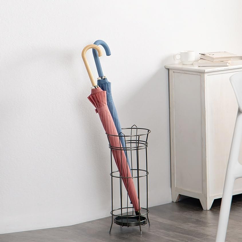 DELURA Umbrella Stand,Farmhouse Umbrella Holder for Entryway, Metal Wire Industrial Freestanding Umbrella Rack, Holds Long and Short Umbrellas