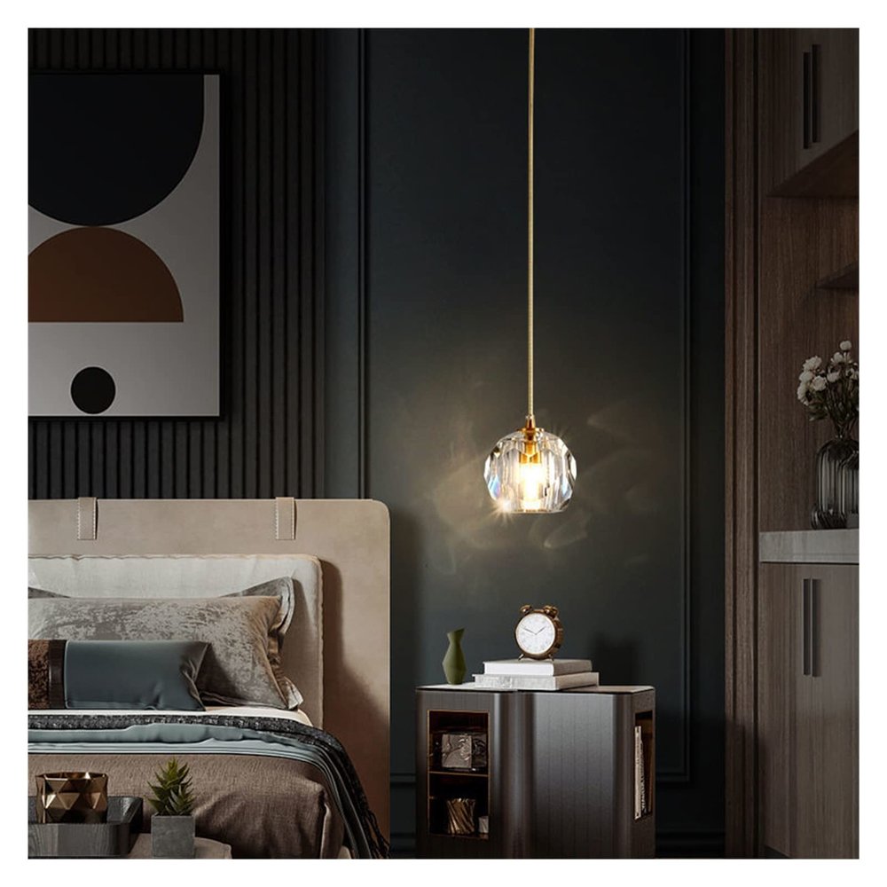 SteFik LED Modern Chandelier Lamp, Bedroom BedsideChandelier Crystal Single Head Post Modern Minimalist Restaurant Bar Net Red Light Luxury Room Chandelier,Modern LED Chandelier,Pendant