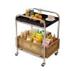 2 Tier Mobile Coffee Table, Square Snack Table with Breathable Storage Basket and Iron Frame, Modern Multifunctional End Table(Size:45 * 34 * 61CM,Color:C) view 1