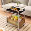 2 Tier Mobile Coffee Table, Square Snack Table with Breathable Storage Basket and Iron Frame, Modern Multifunctional End Table(Size:45 * 34 * 61CM,Color:C) view 3