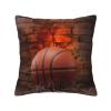 BTCOWZRV Throw Pillow Cover Basketball in Brick Wall Print Decorative Throw Pillows Soft Pillow Cases Square Cushion Case Christmas Pillow Covers for Couch Bed Sofa Farmhouse Decor 12"x12" view 1
