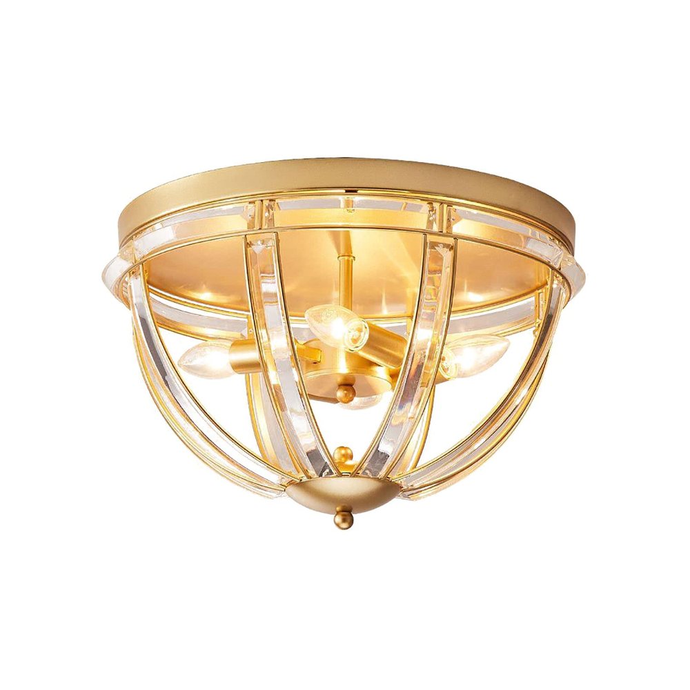 SteFik Industrial Semi Flush Mount Ceiling Light,Antique Clear Crystal Hallway Light Fixtures Farmhouse Ceiling Lamp Compatible with Hallway Corridor Kitchen Bedroom Passway,Pendant