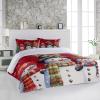 Alandar Home Duvet Cover Sets Christmas Three Snowmen,3 Piece Bed Set Ultra Soft Quilt Covers and Pillowcases,Winter Snowflakes on Red Microfiber Bedding Set for Bedroom Guest Room Dorm view 2