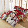 Alandar Home Duvet Cover Sets Christmas Three Snowmen,3 Piece Bed Set Ultra Soft Quilt Covers and Pillowcases,Winter Snowflakes on Red Microfiber Bedding Set for Bedroom Guest Room Dorm view 3