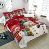 Alandar Home Duvet Cover Sets Christmas Three Snowmen,3 Piece Bed Set Ultra Soft Quilt Covers and Pillowcases,Winter Snowflakes on Red Microfiber Bedding Set for Bedroom Guest Room Dorm view 4